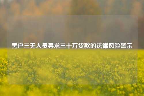 黑户三无人员寻求三十万贷款的法律风险警示