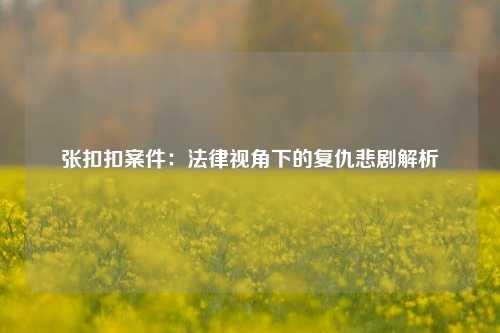 张扣扣案件：法律视角下的复仇悲剧解析